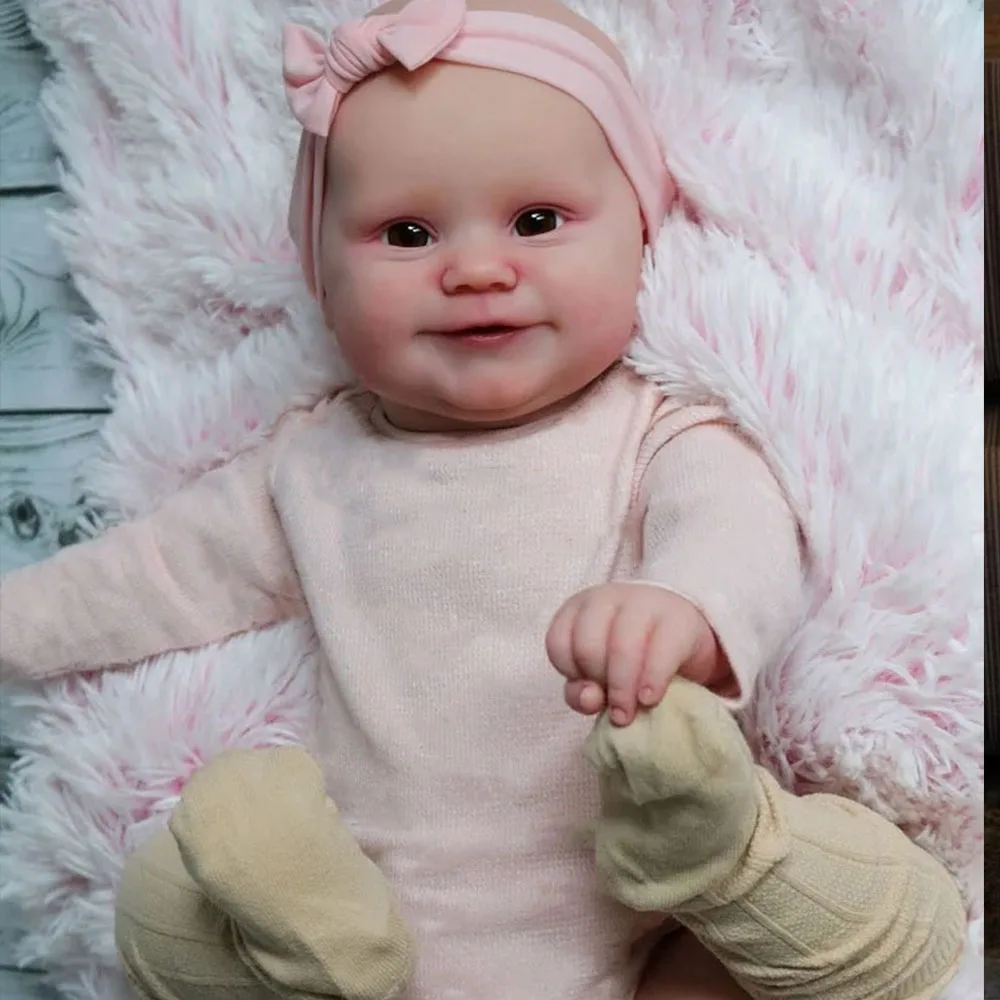 20 Inch Full Body Silicone Vinyl Reborn Baby Doll Maddie Smile Girl  3D Skin Visible Veins Art Collection Doll Toy Figure Gift