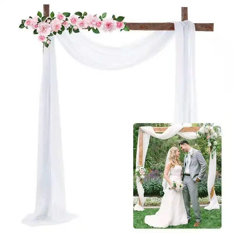 

Белые шторы свадебной арки, драпировочная ткань, прозрачная занавеска для свадебной церемонии, Декор потолка для вечеринки, 1 панель, 28 "x 18 футов
