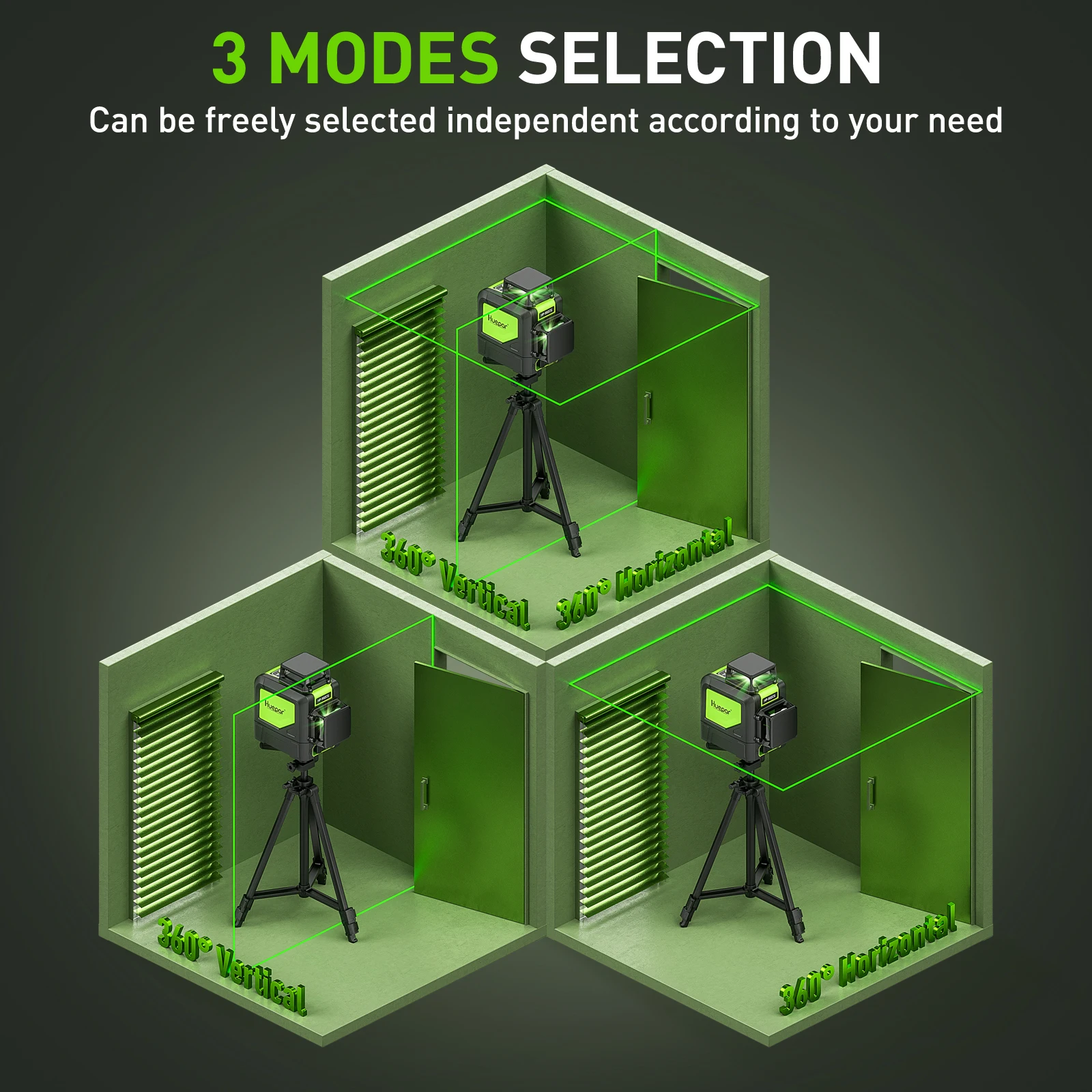 8-Line 2D Green Beam Self-Leveling Cross Line Laser Level Kit with Tripod or Rec