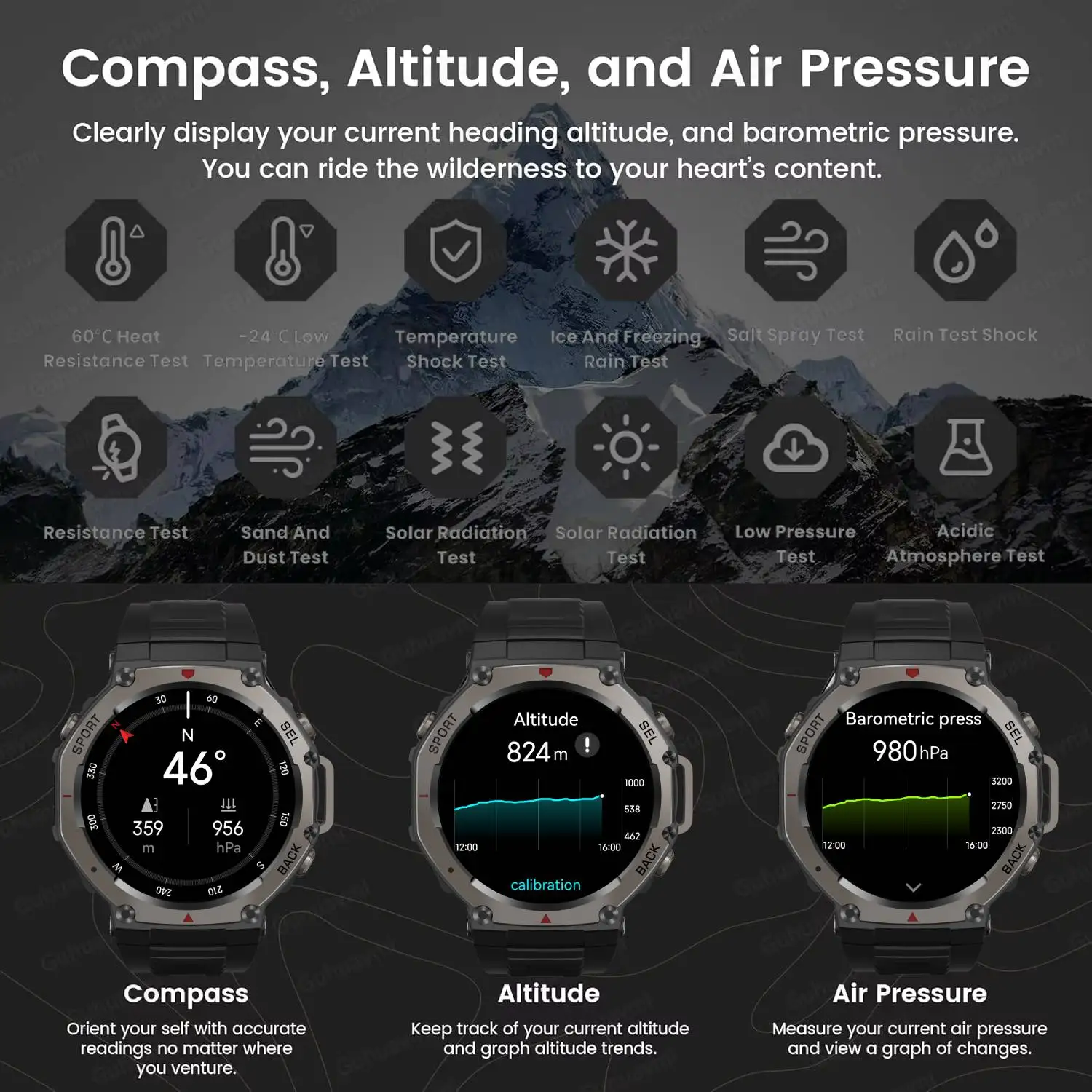 GPS Smart Watch Men 5ATM IP69K Waterproof Built-in Dual-band GNSS Compass Altimeter Barometric Military Sport Smartwatch smart watch