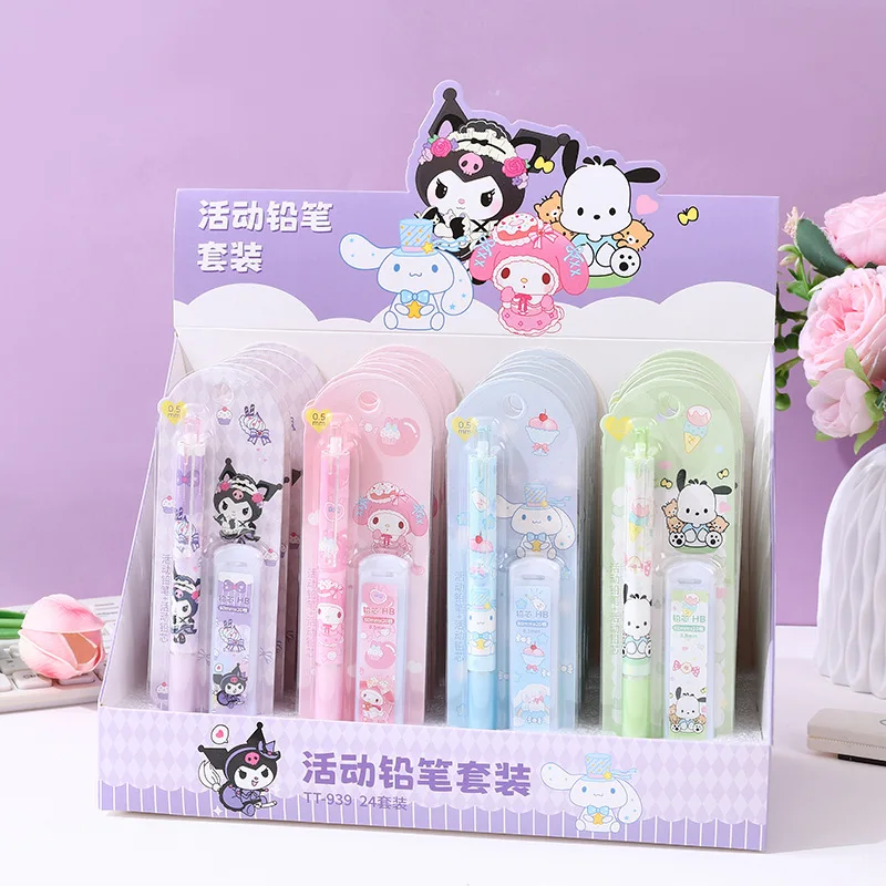 

Sanrio Automatic Pencil Set Melody Kuromi Pochacco Cinnamoroll Anime Figures Activity Pencil Lead Creative Learning Stationery