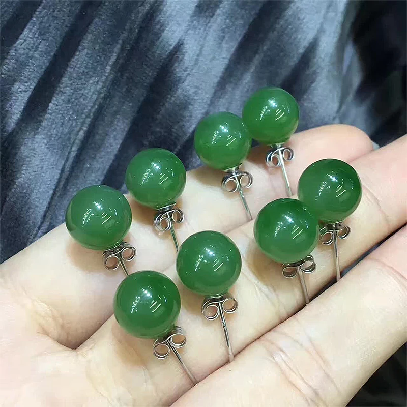 68mmNaturalGreenJadeStudEarringsGreenGemstonesEarStuds