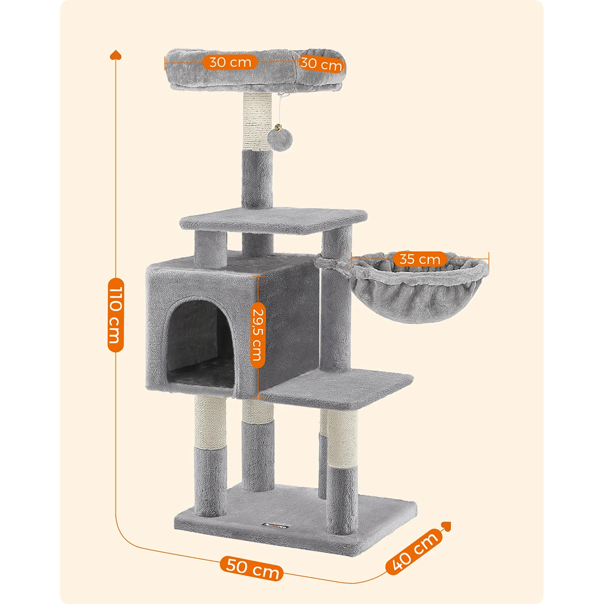 Arbre à Chat, Grande Tour de Jeux, Hauteur 206 cm, Beige - Chat