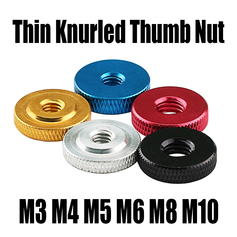 1PCSThinKnurledThumbNutM3M4M5M6M8M10AluminiumSmallStep