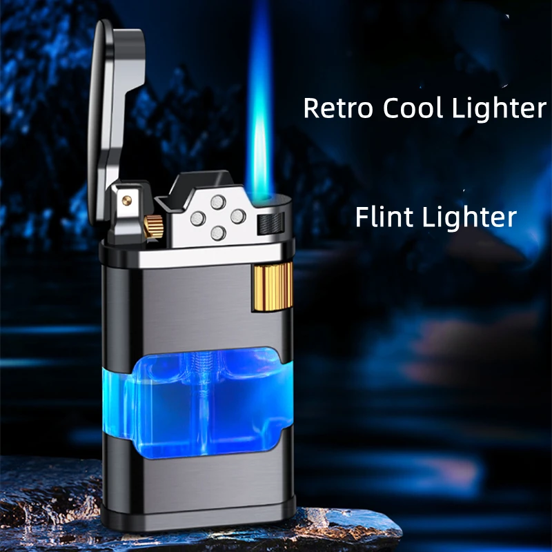 

2022 Windproof Metal Gas Refill Lighter Jet Torch Cigar Cigarette Flint Lighter Gear Retro Butane Lighter Smoking Accessories