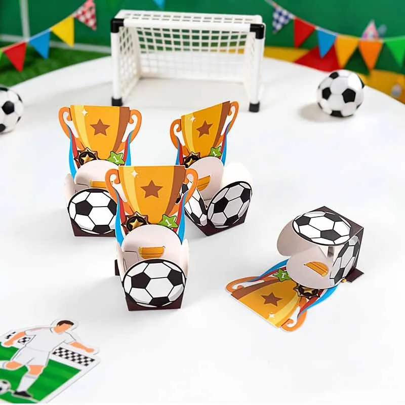 10/20 Stück Cartoon-Fußball-Trophäen-Geschenkverpackungen Kinderparty-Desserttisch Geburtstagszubehör Fußball-Themen-Süßigkeitenbox – Detail 9