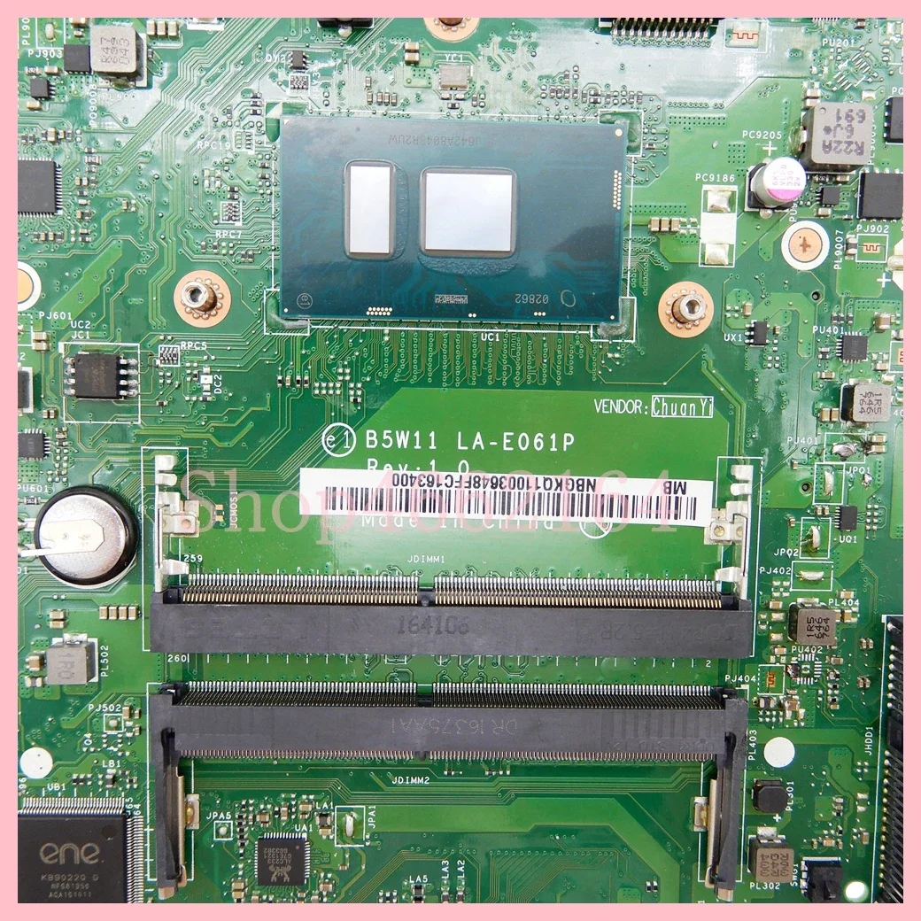 LA-E061P With i3-6006U CPU Notebook Mainboard For Acer Aspire ES1-572 EXTENSA 2540 Laptop Motherboard 100% Tested OK