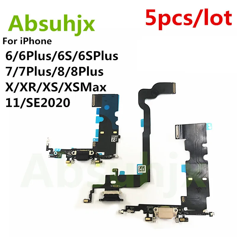 5 шт. зарядный порт гибкий кабель для iPhone X XR XSMax SE2020 11 8 7 6S Plus USB док-станция зарядное устройство разъем для наушников Запасные части
