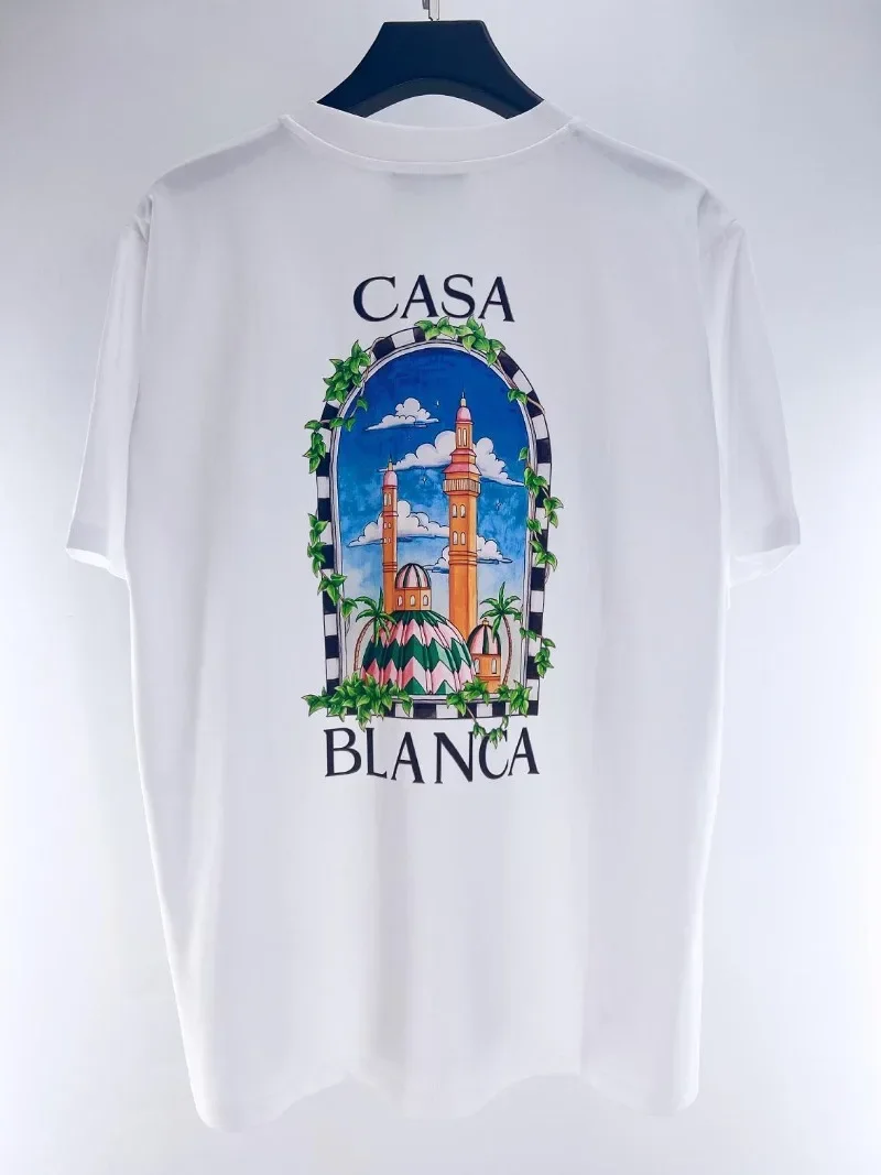 

Castle Print Casablanca T-Shirt for Men Women Oversize Casual Tee Top Inside Tag