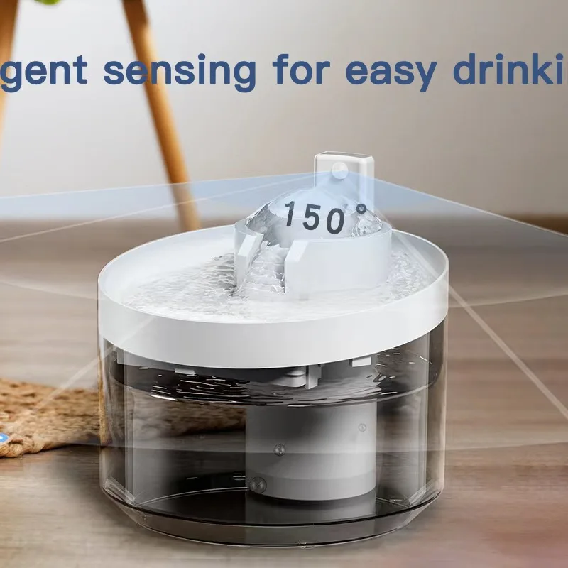 

Wireless Water Fountain for Cat and Dog, Battery Operated, Utra Quiet, Automatic Pet Water Drinker, Motion Sensor, 2.2L