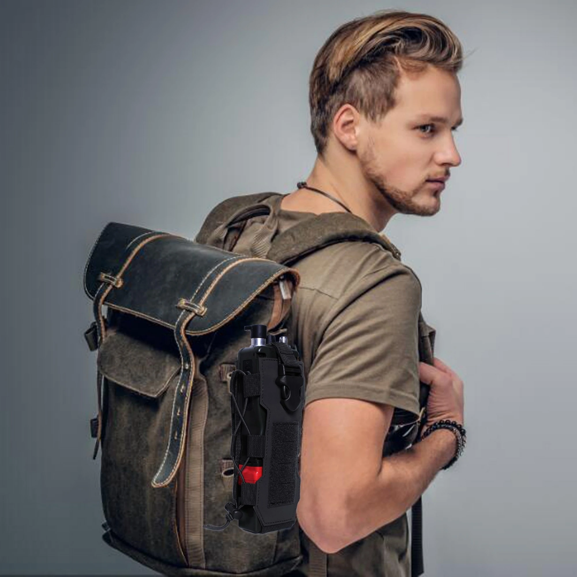 Taktische Molle Tasche Wasser Flasche Tasche Holster Outdoor Camping Jagd Kordelzug Flasche Wasserkocher Halter Träger Tasche – Detail 8