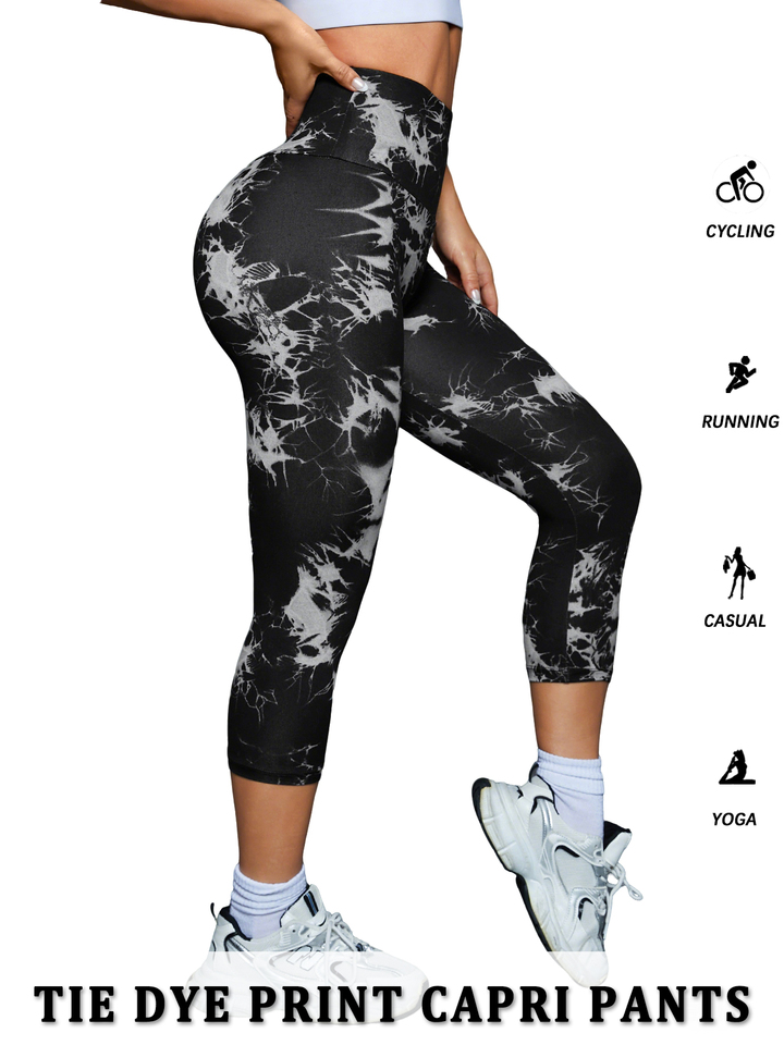 Women's High Waisted Capri Pants Super Soft Tummy Control No See Through Workout Yoga Running Athletic Push Up Gym Leggings