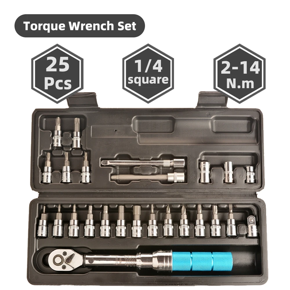 25/18/15pcs Adjustable Torque Wrench Set Bicycle Repair Tools Kit Torx Key Bike Repair