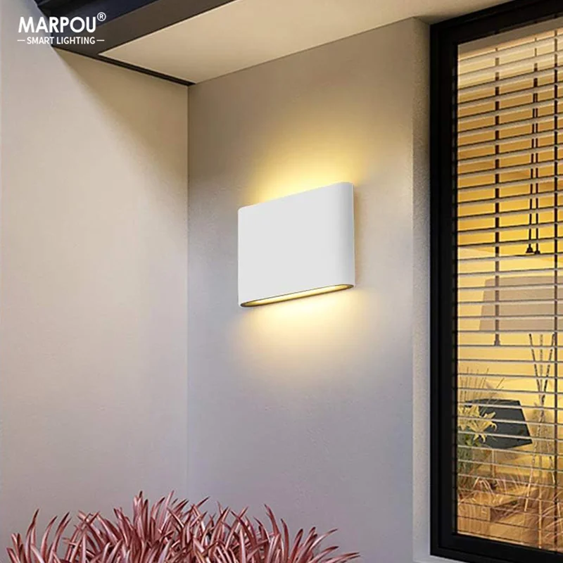 MARPOU IP65 방수 벽 조명, 흰색 LED 야외 조명, 홈 장식 광택, 12W AC 220V 야간 조명, 침실 거실 복도