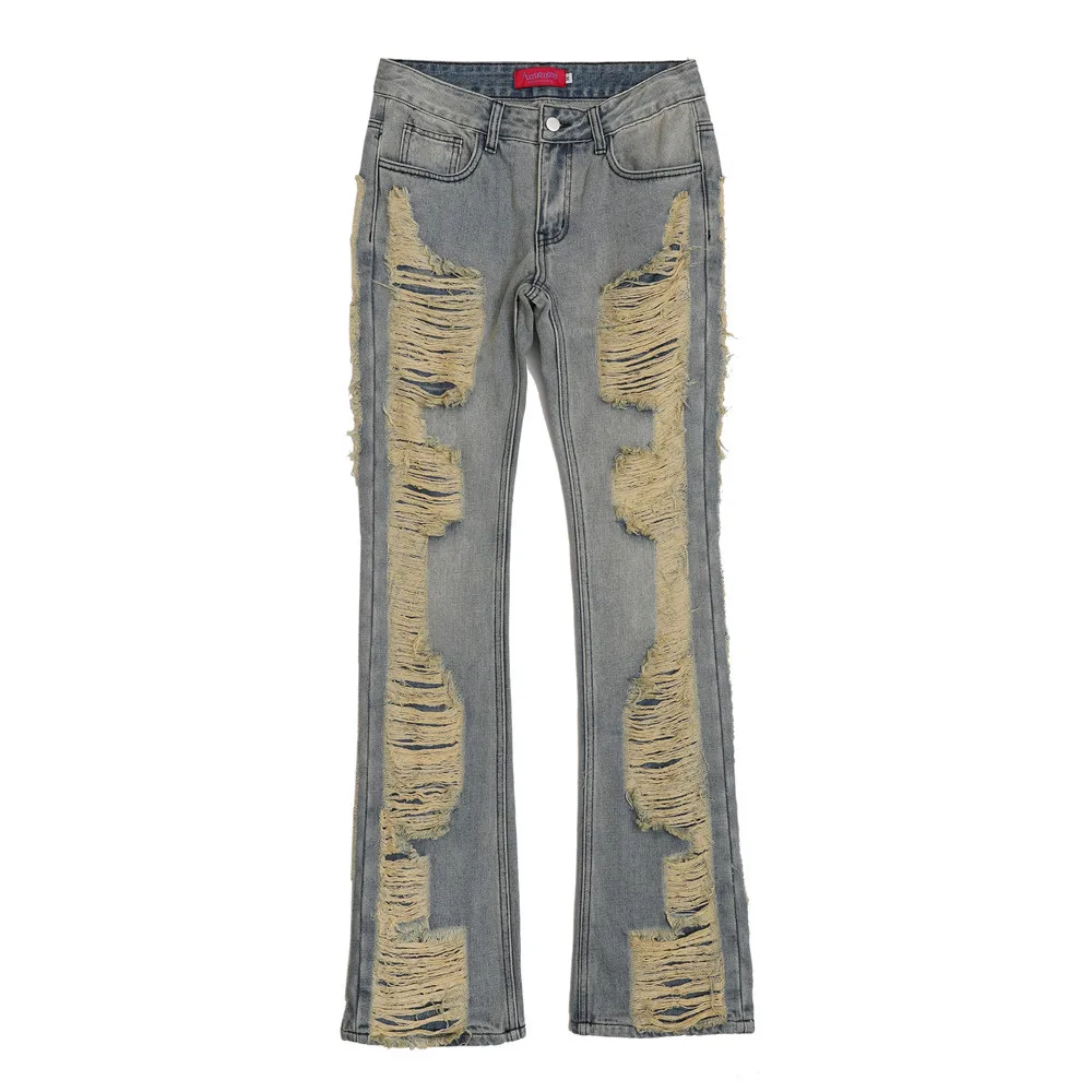 

American Street Hand-worn Flared Washed Old Beggar Jeans Hip Hop Loose Ripped Personality Casual Pants Y2k Jeans For Men