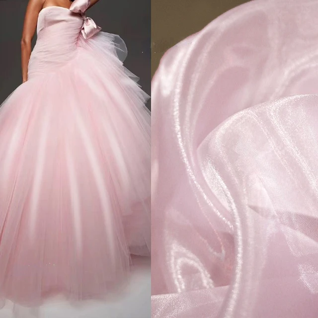 Crystal Yarn Organza Fabric For Creative Lght Pink Mesh Skirt