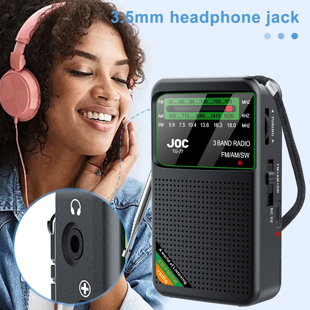 Portable A F Radio, Ini Stereo Pocket Radio Battery Operated Sall Radio, Telescopic Antenna - View #2