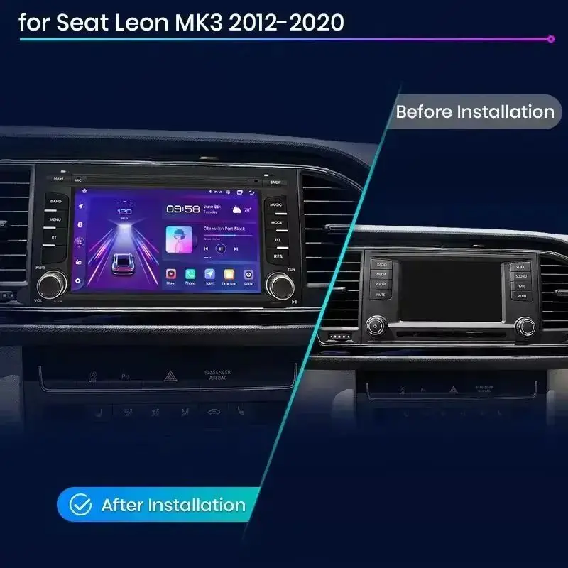 Radio de coche Junsun de 7 pulgadas para Seat Leon MK3 5F 2012 2013 2014 - 2020, CarPlay inalámbrico, Android Auto, GPS, navegador, estéreo, SWC, BT, FM, AM, RDS, DSP, 2Din, Mirror Link, reproductor multimedia, control por voz con IA 2