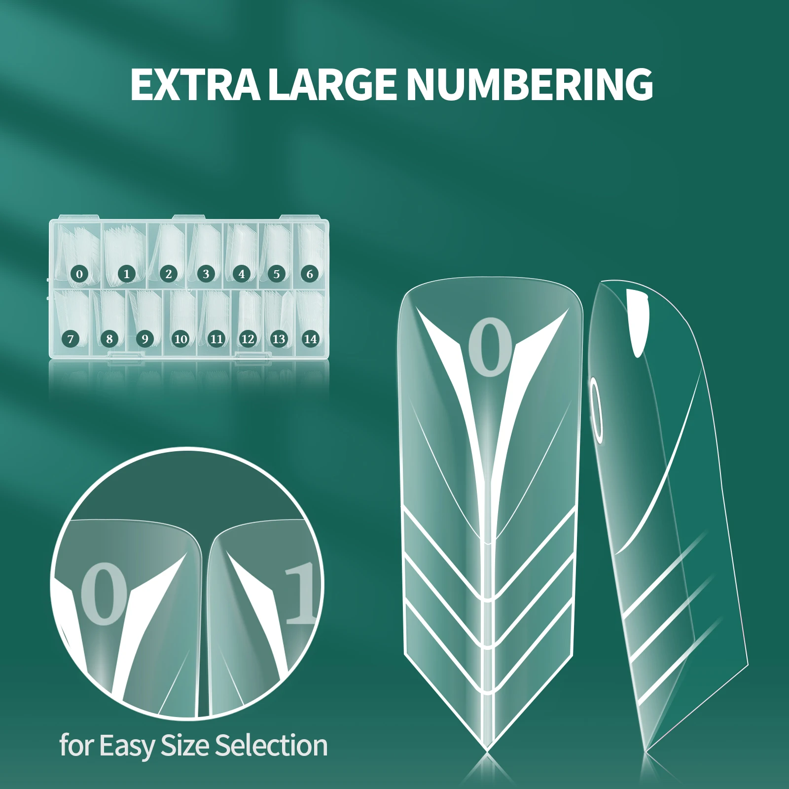 네일팝 네일 폼 피라미드 팁 공간적으로 돌출되는 홈 디자인 15가지 사이즈 프렌치 네일 아트 연장 투명 재사용 가능 150개