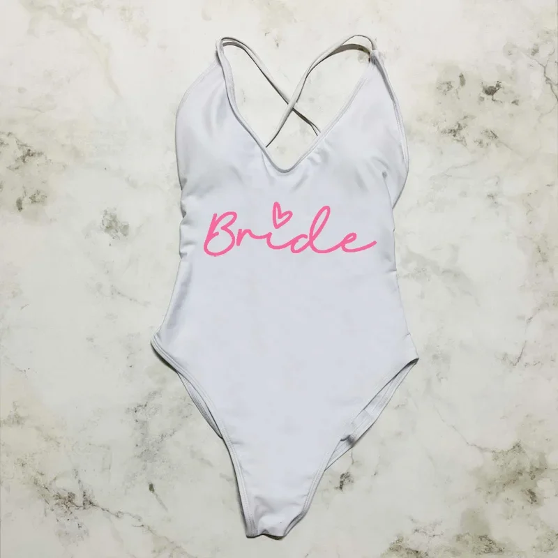 Sexy Padded One Piece Swimsuit Women Team Bride Swimwear Bikini Summer Bathing Suit Plus Size Beachwear Bachelorette Party Lady