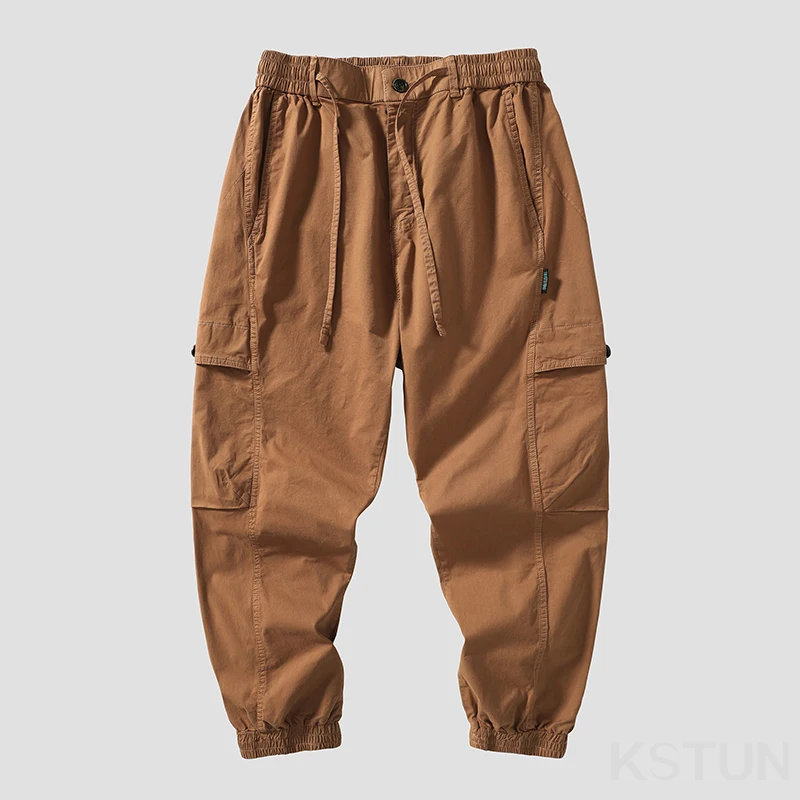 Men Cargo Pants Drawstring Elastic Waist Loose Jogger Casual Pant Harem Sweatpants