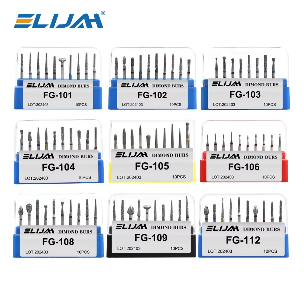 ELIJAH 8/10 unids/caja fresas de diamante Dental fresas taladros para ...
