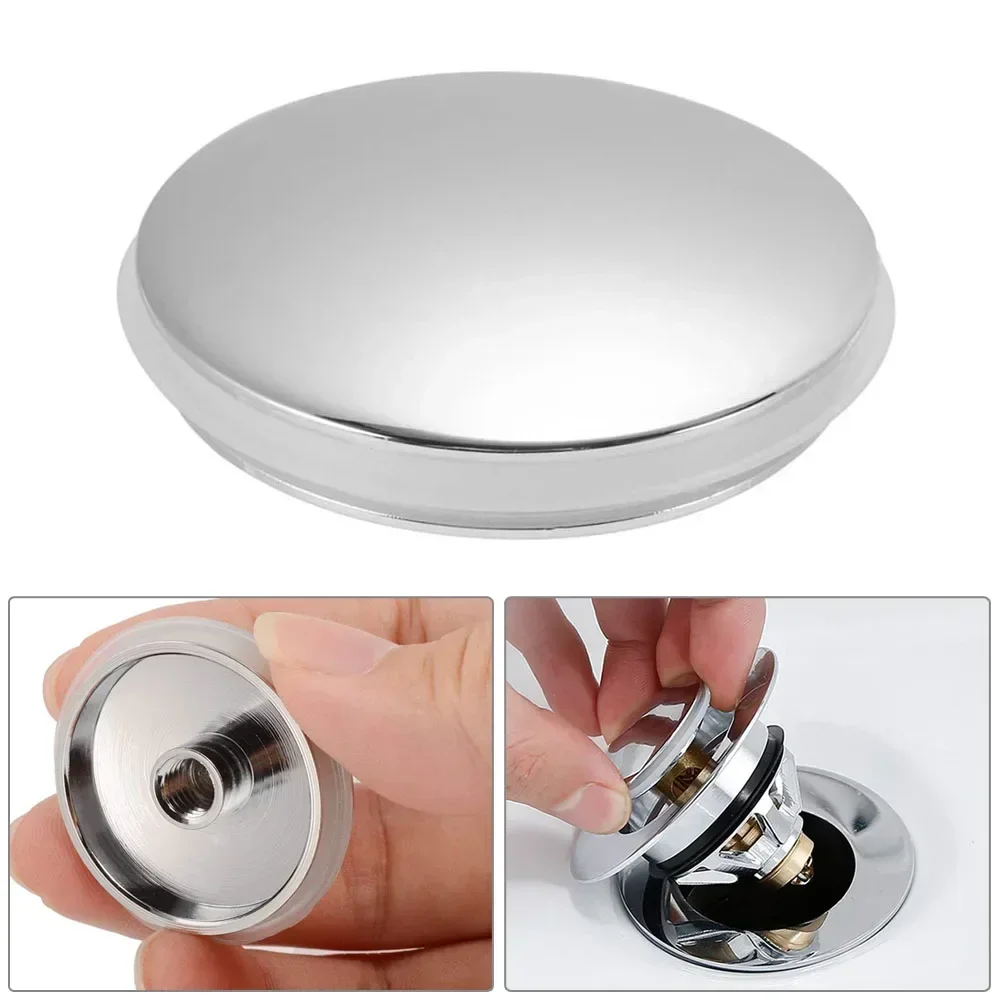 38mm Brass Sink Basin Waste Plug Cap 1 Pcs Easy Pop-Up Click Clack Chrome Sink Plug Kitchen Bathroom Replacement Accessories