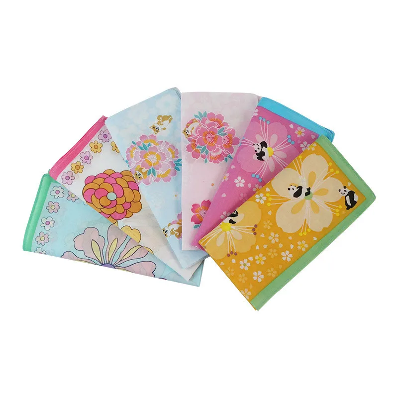 

3Pcs 40x40cm Cartoon Animal Flower Printed Cotton Women Girls Handkerchief Sweat Wiping Square Towel Party Gift