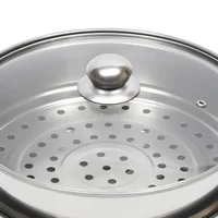 Casserole vapeur en acier inoxydable à 3 niveaux, couvercle transparent, poignées résistantes à la chaleur, compatible avec les cuisinières à gaz, à induction et électriques 6