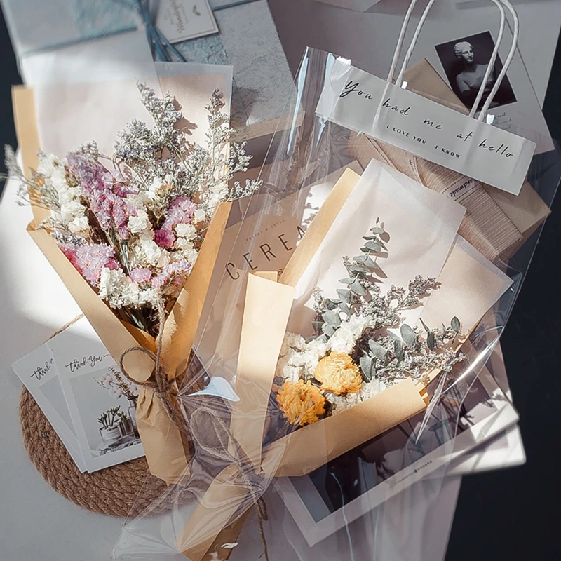 Naturally Dried Flowers Bouquet With Gift Bag Forget Me Not Rose Daisy Birthday Mother S Day Gift Photo Props Home Decoration Aliexpress