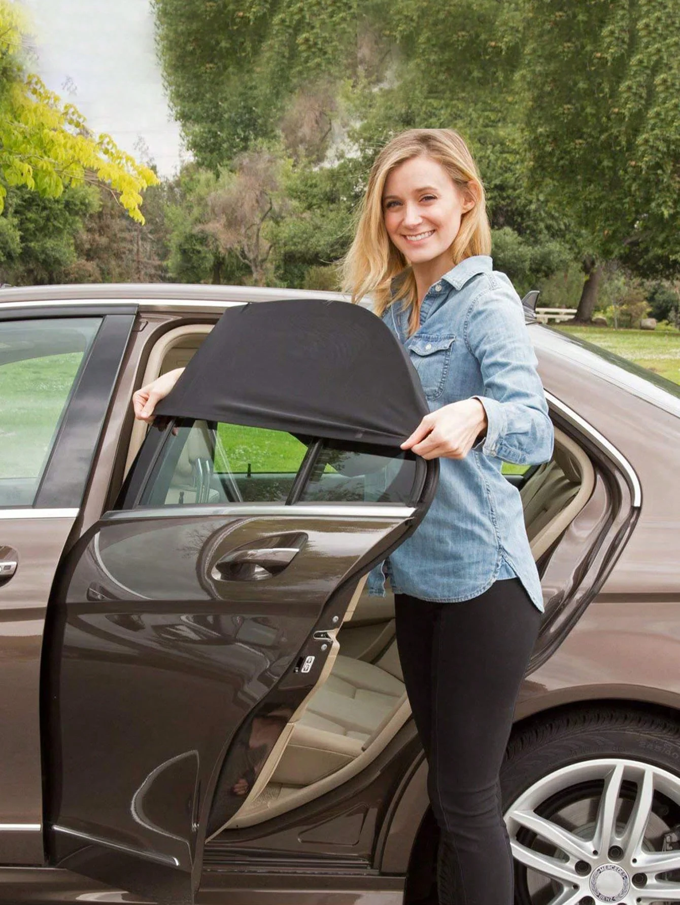 2pcs baby seats, rear car sunshades, black gauze side windows, sunshades, and sunshades