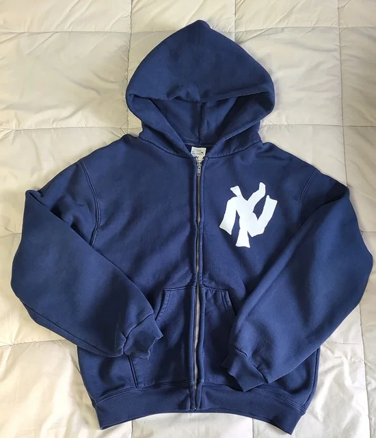 Y2K Harajuku Blue Fashion Letter Pattern Printed Hooded Sweatshirt Men And Women Trend Hip-Hop Casual Loose Zipper Sweatshirt 1