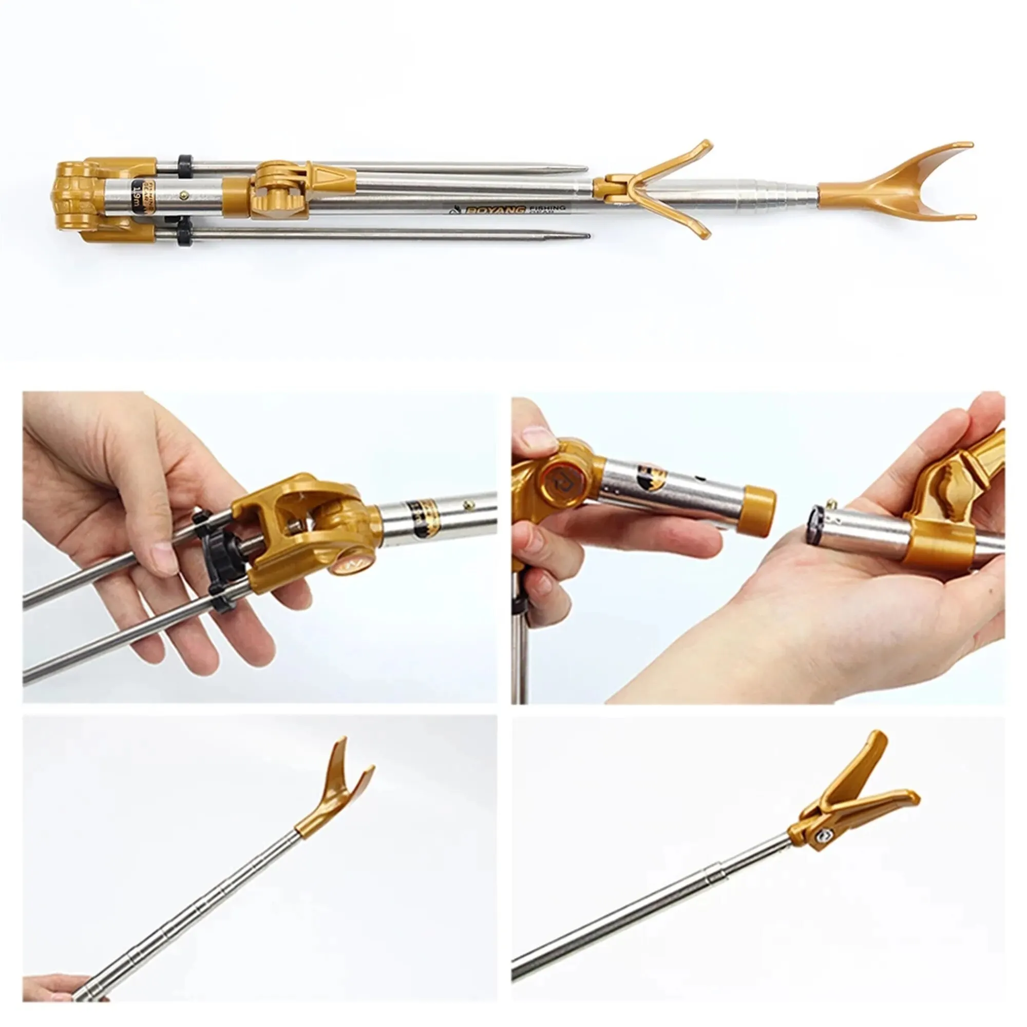 Telescopic Fishing Rod Holder 1.5m Thickened Portable Retractable Folding Stainless Steel Dual Purpose Travel Bracket Fishing Rod Bracket Fishing Rod Support Fishing Rod Rest Fishing Rod Holder