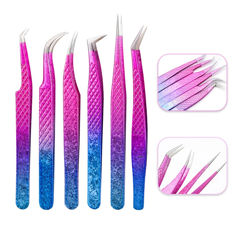 

1 Pc Eyelash Tweezers Ice Flower Anti-static 3D Accurate Professional Eyebrows Lash Extension Supplies Makeup Tools