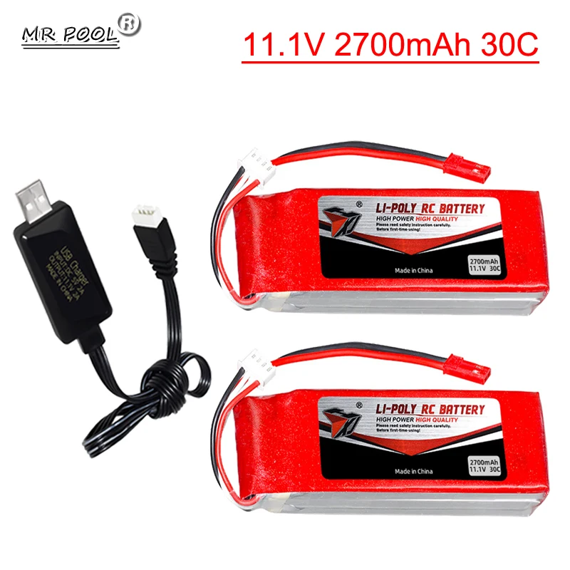 

3S 11,1 V 2700mAh 30C Lipo батарея JST разъем с USB-кабелем для маховика FT012 батарея для лодки Huanqi 734 автомобили с дистанционным управлением