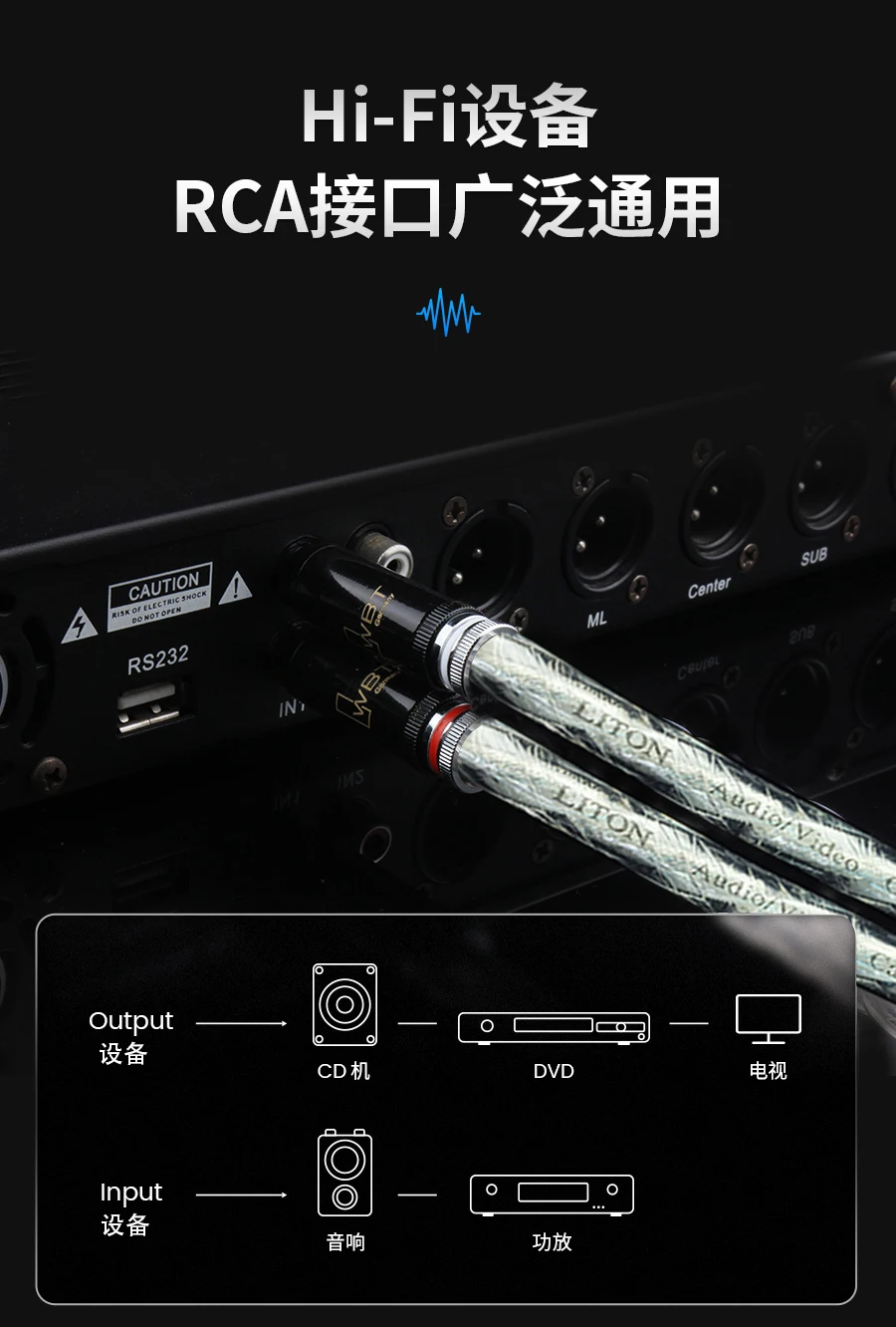 DIYLIVE Hi-End 7N versilbertes OCC 12-adriges Audiokabel mit WBT0102 RCA-Steckerkabel HIFI 2RCA auf 2RCA-Kabel – Detail 7