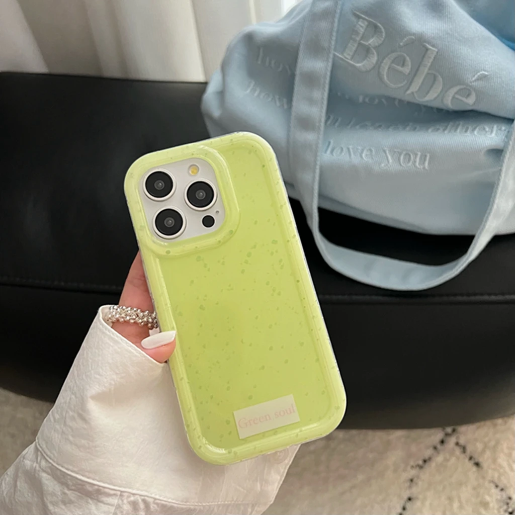 Custodia Protettiva Antiurto Ins Elegante Simplicity Green Splash-Ink Letter Cover Per Iphone 15 14 13 12 Pro Max