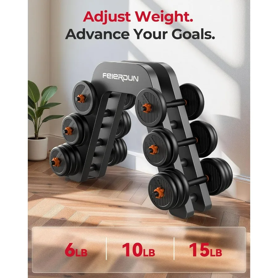 Adjustable Dumbbells, 30lbs Free Weight Set with Connector, 5 in1 Dumbbells Set Used as Barbell, Kettlebells, Push up Stand, Wei