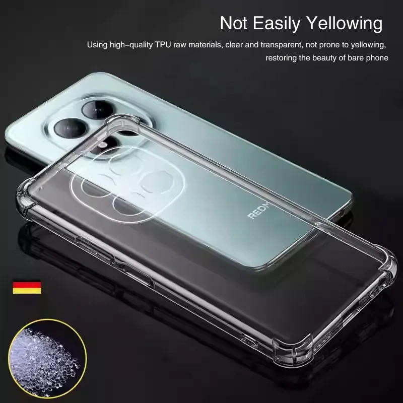 Enhanced Shockproof Transparent Silicone Phone Case with Thickened Airbag Bumper Cover