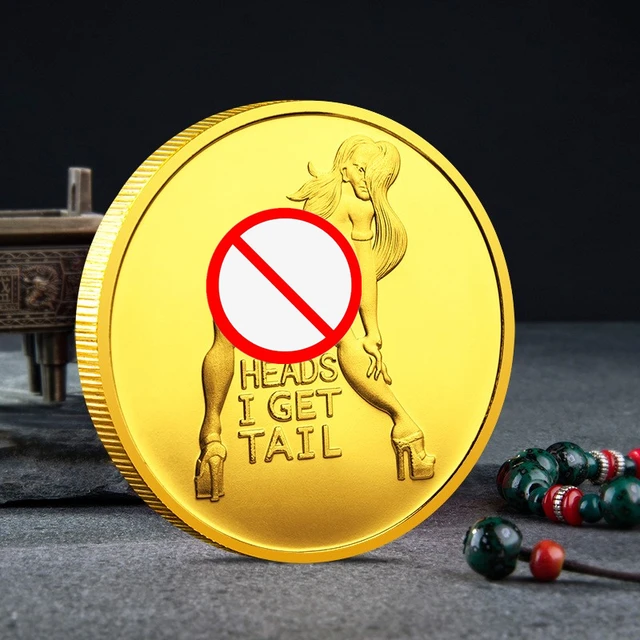 Szexi Nő Érme Kapja Meg A Farkát! Felnőtt Kihívás Lucky Girl Emlék Érmék Kollekció Arany/ Ezüst Ajándék - Image 2