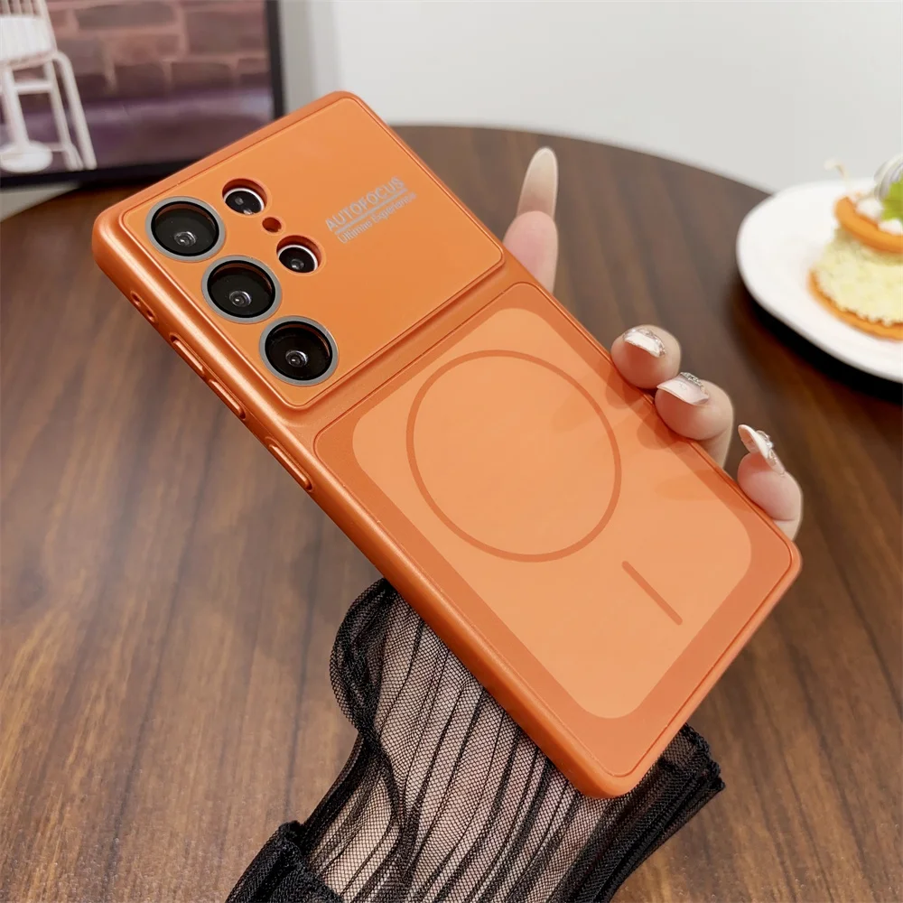Luxury Frosted Plating Phone Case with Lens Protection and Wireless Charging Cover