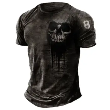 T-shirt da uomo Estate 3d Vintage Horror Skull Top Hip Hop Rock Streetwear O-Collo Manica corta Tee T-shirt oversize Abiti maschili 1
