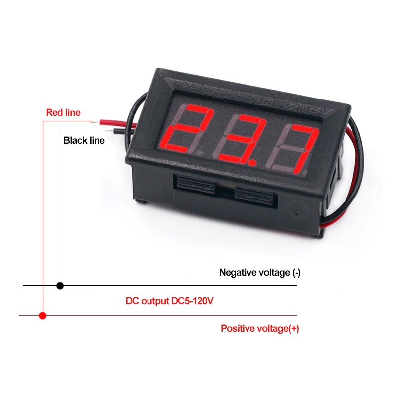 범용 디지털 멀티미터 테스트 리드 1000V 20A + 방수 디지털 전압 디스플레이 LED 전압계 2선 DC 3V-30V 테스터