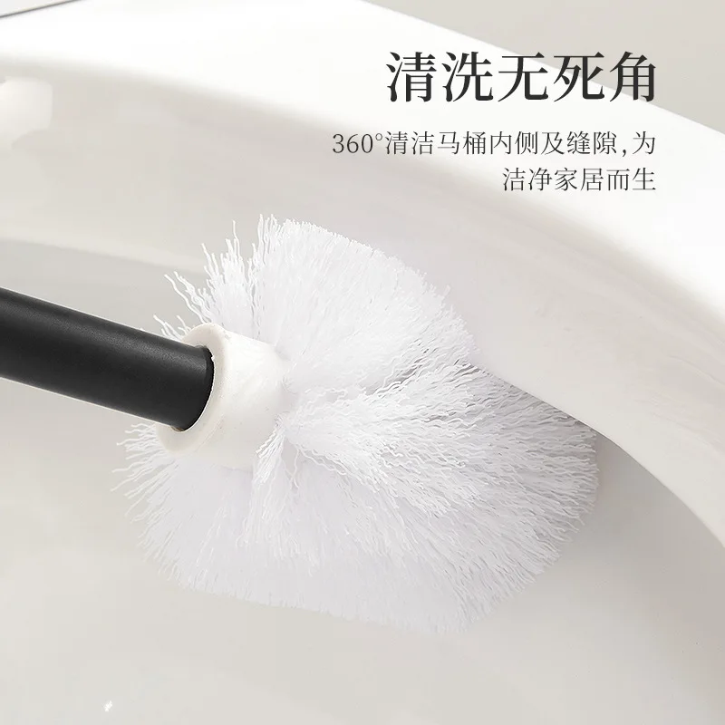 Wooden Brush Household No Dead End Wash Toilet Brush Set Wall Mounted Bathroom No Punching bathroom shelf ，Toilet Brush Holder 3