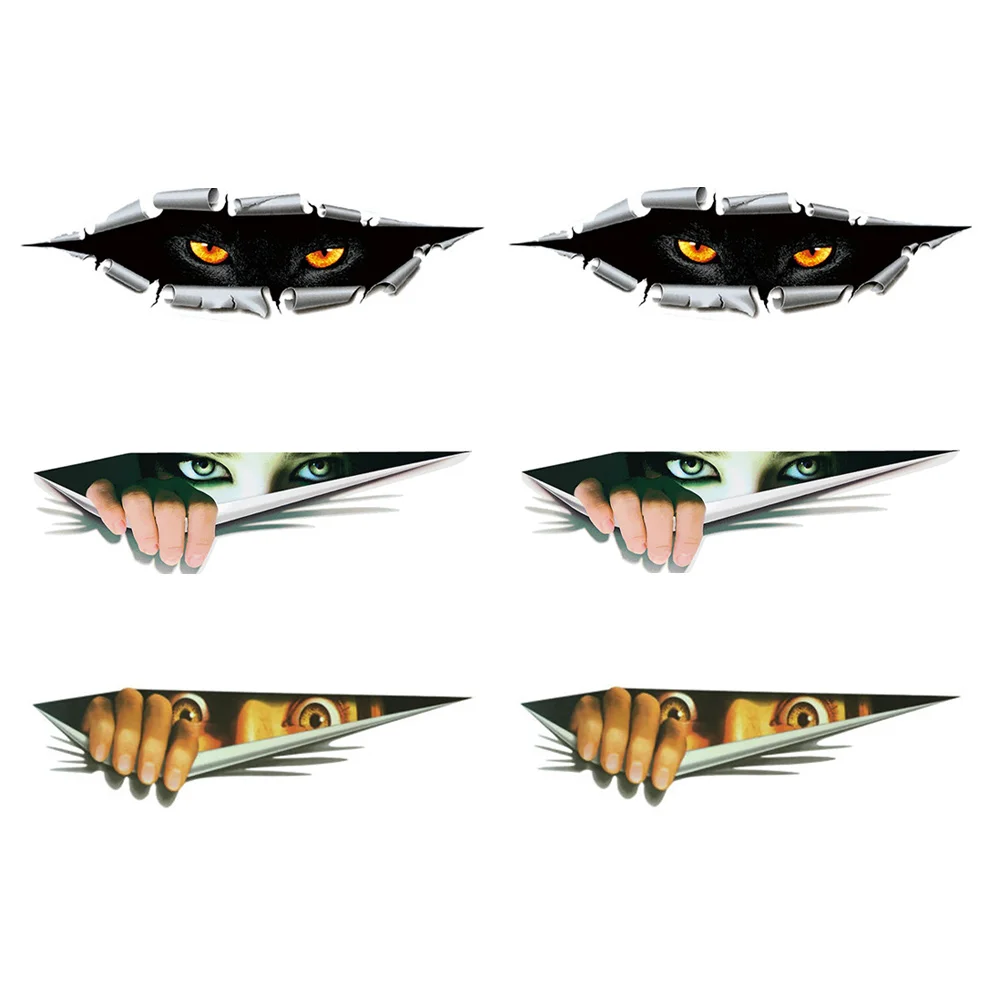 

6 Sheets Body Stickers 3D Car Truck Window Decals Dropshipping Horror Miss Waterproof Motorcycle accessories