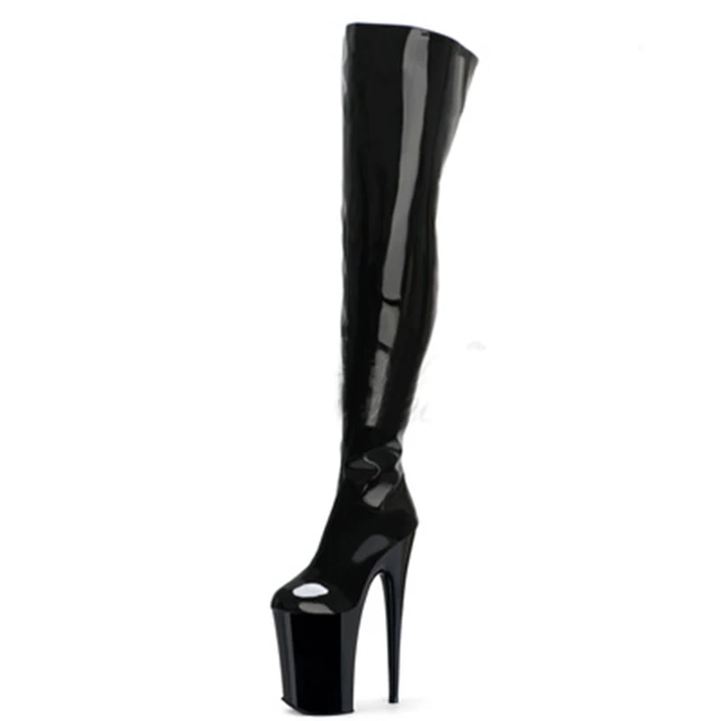 

LAIJIANJINXIA New 23CM/9inches Women PU Upper Sexy Exotic High Heel Platform Party Modern Over-the-Knee Boots Pole Dance Shoes