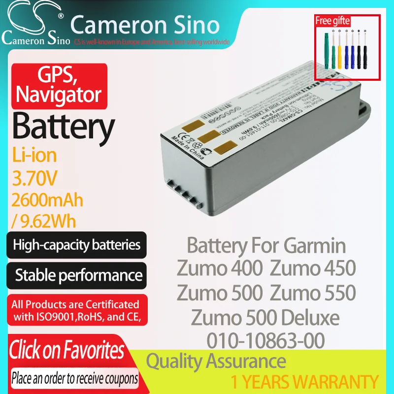 Zumo 500 Zumo 500 Deluxe Cameron-Sino Replacement Battery for Garmin GPS Zumo 550 Zumo 450 Navigator Zumo 400 