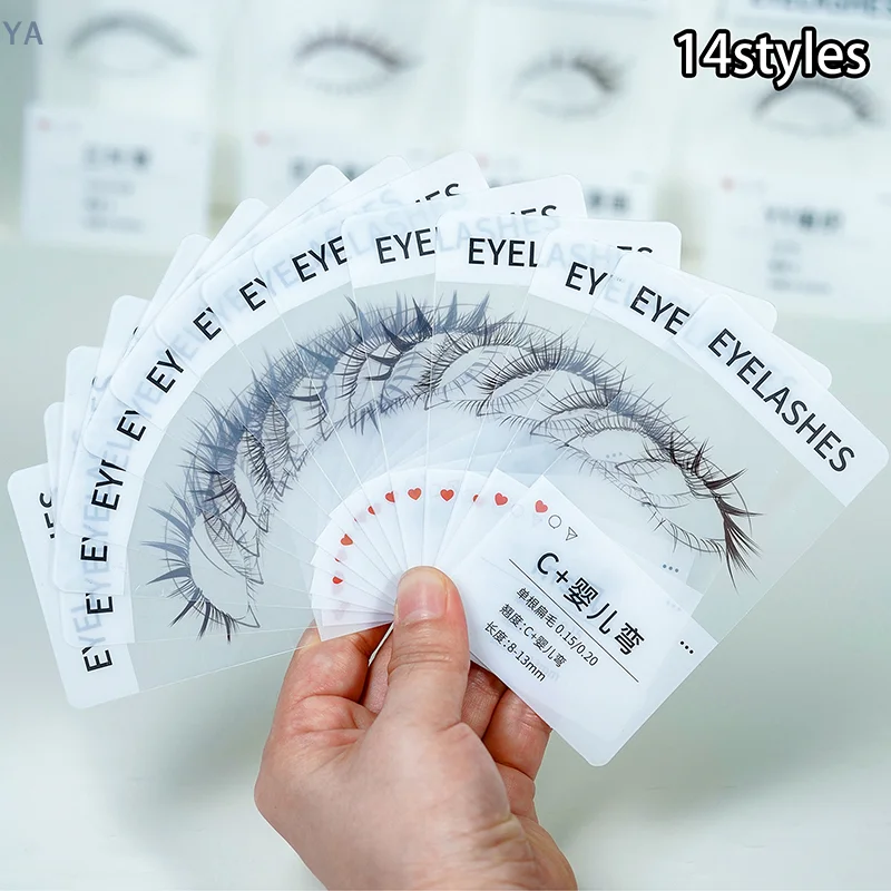 여성용 14가지 스타일 인기 인조 속눈썹 트라이얼 카드 키트 - 전문 살롱용 속눈썹 연장 시 미리 적용해 볼 수 있는 도구