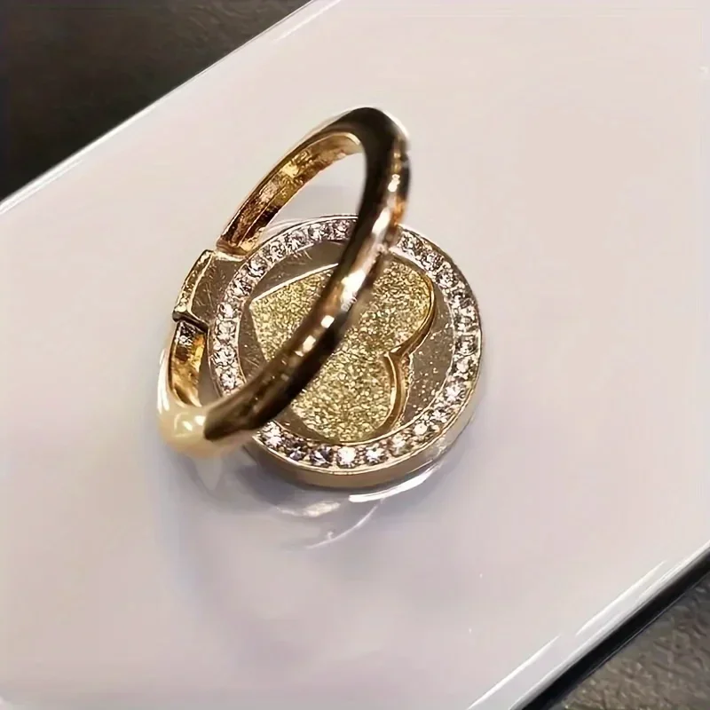 Glittering Heart Ring Buckle Phone Holder with Magnetic Mount