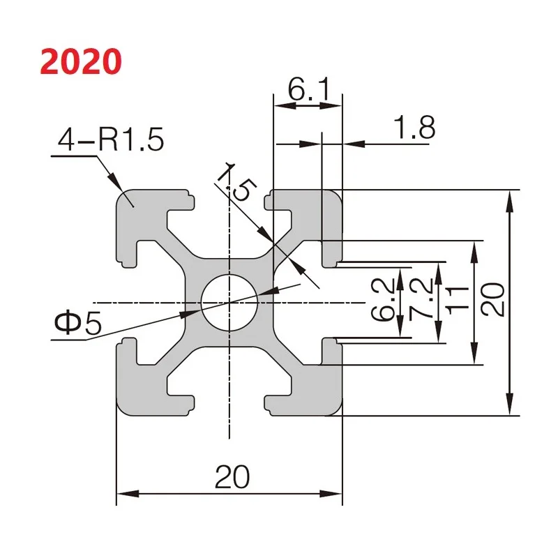 1/2/4pcs 2020 Aluminum Profile Extrusion 100mm-1000mm T-slot EU Linear Rail 200mm 300m 400mm 500mm For 3D Printer Workbench CNC